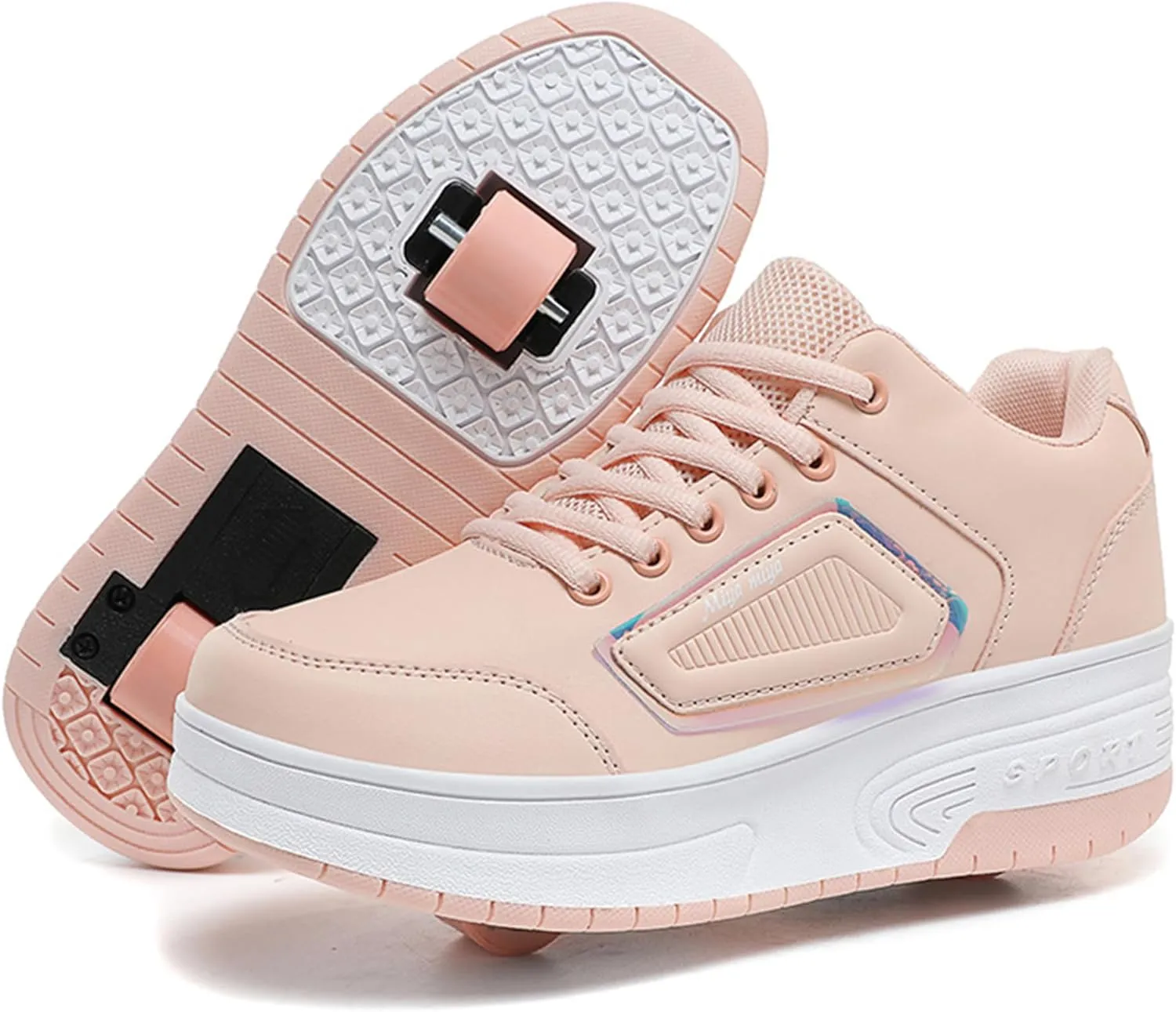 Kids Roller Skate Shoes with Wheels Roller Sneakers for Boys Girls Kids Deformation Wheeled Shoes ?