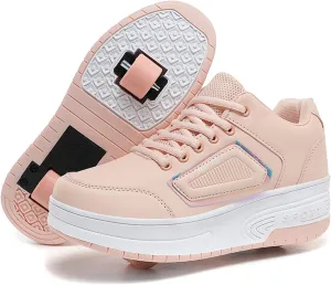 Kids Roller Skate Shoes with Wheels Roller Sneakers for Boys Girls Kids Deformation Wheeled Shoes ?