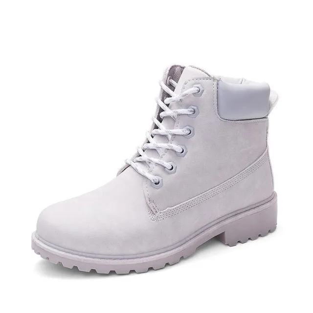 Lace-up ankle boots for women 2019 new fashion warm winter boots women solid square heel shoes woman plus size zapatos de mujer