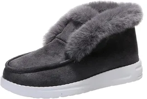 Ladmiple Winter Boots For Women Wide Width Snow Boots Warm Fur Lined Anti-Slip Outdoor Slip On Comfortable Ankle Booties