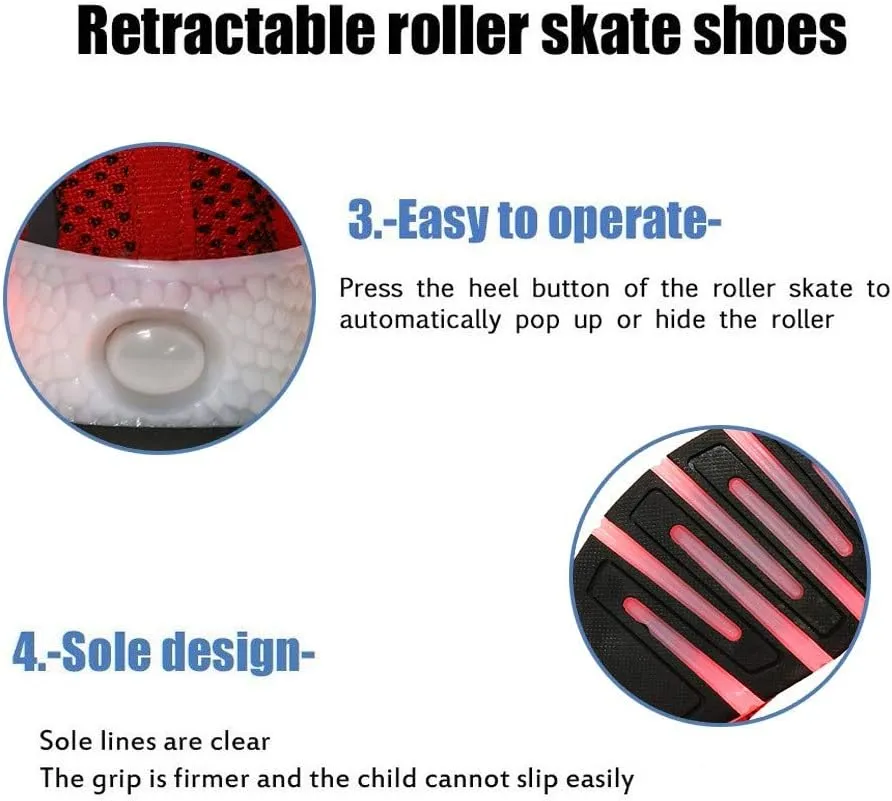 Led Light Up Kids Roller Skate Shoes for Girls Boys with Single Wheel Sneaker Shoes USB Charge Roller Skate Flashing Sneakers for Girls Boys GiftRed-USA 8