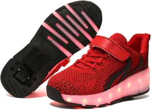 Led Light Up Kids Roller Skate Shoes for Girls Boys with Single Wheel Sneaker Shoes USB Charge Roller Skate Flashing Sneakers for Girls Boys GiftRed-USA 8