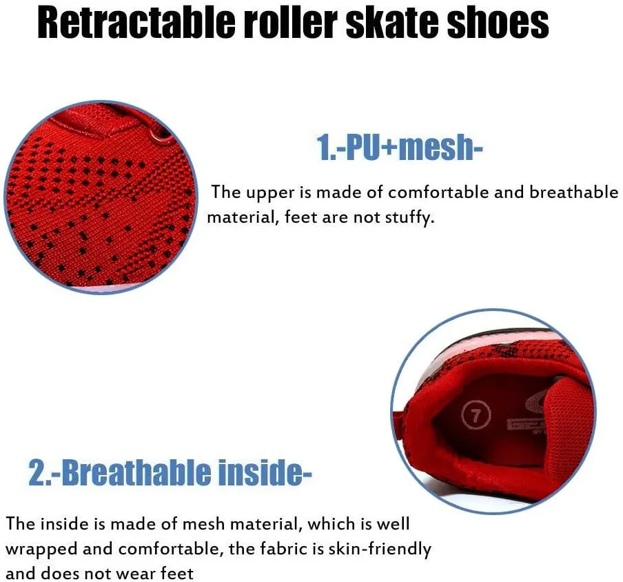 Led Light Up Kids Roller Skate Shoes for Girls Boys with Single Wheel Sneaker Shoes USB Charge Roller Skate Flashing Sneakers for Girls Boys GiftRed-USA 8