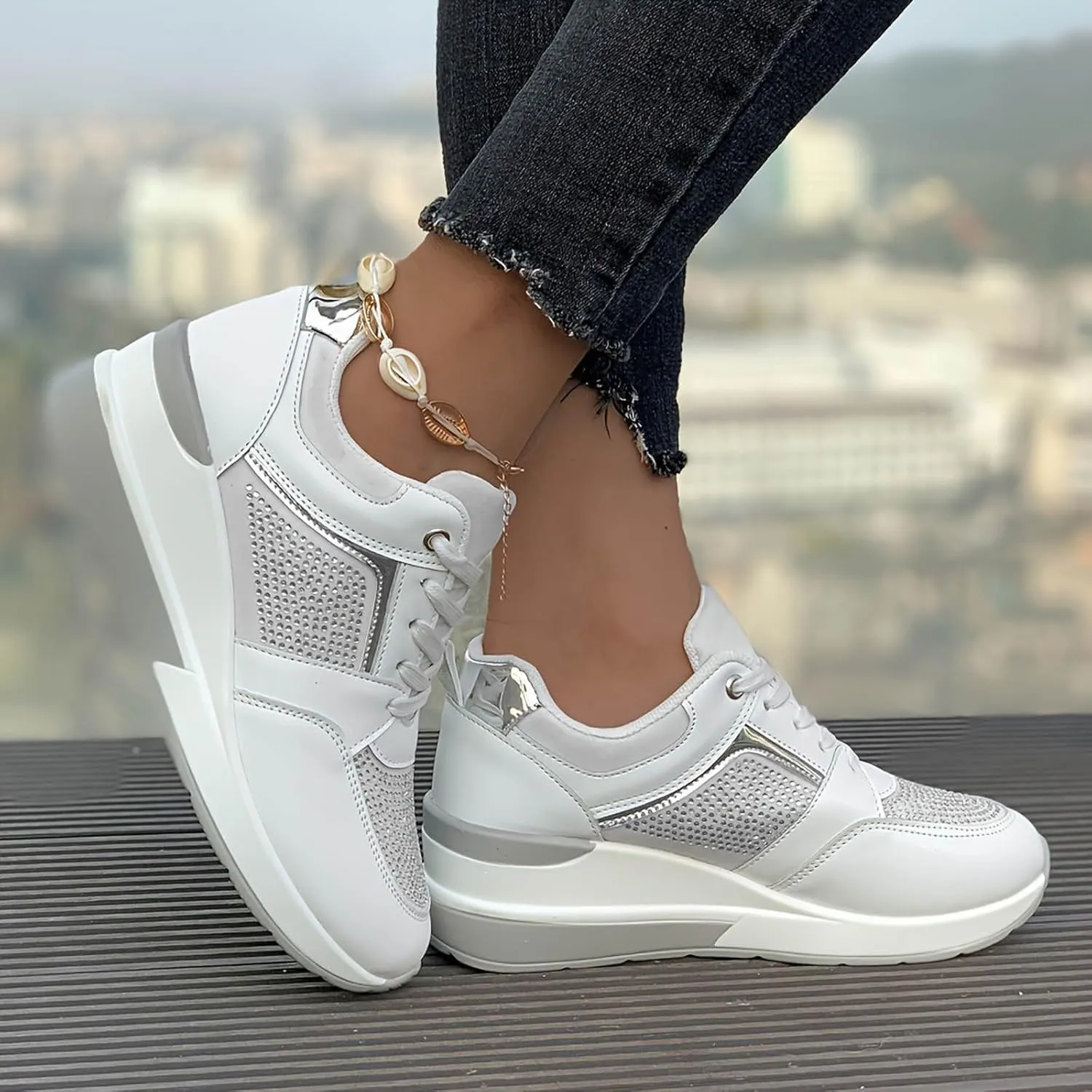 Lightweight Walking Tennis Shoes for Women Platform Thick Sole Classic Rubber Sole Shoes Versatile Dress Shoe