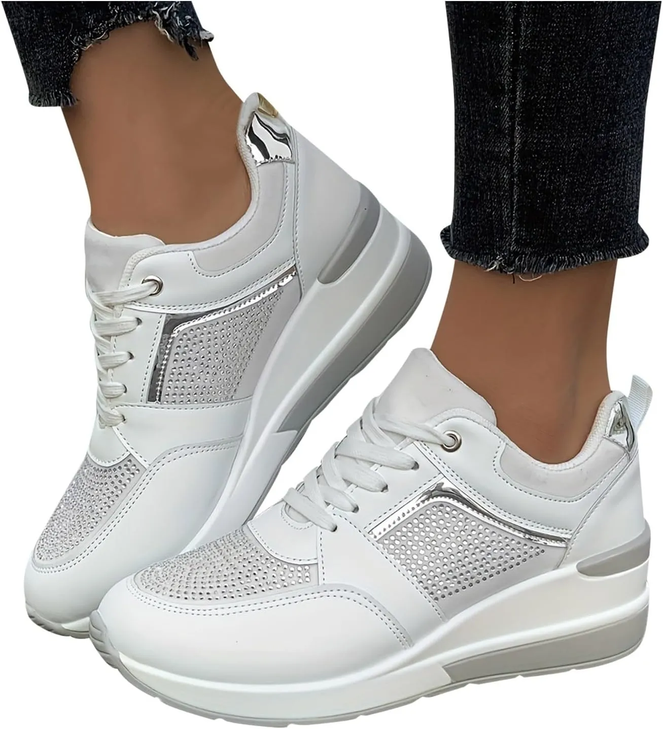 Lightweight Walking Tennis Shoes for Women Platform Thick Sole Classic Rubber Sole Shoes Versatile Dress Shoe