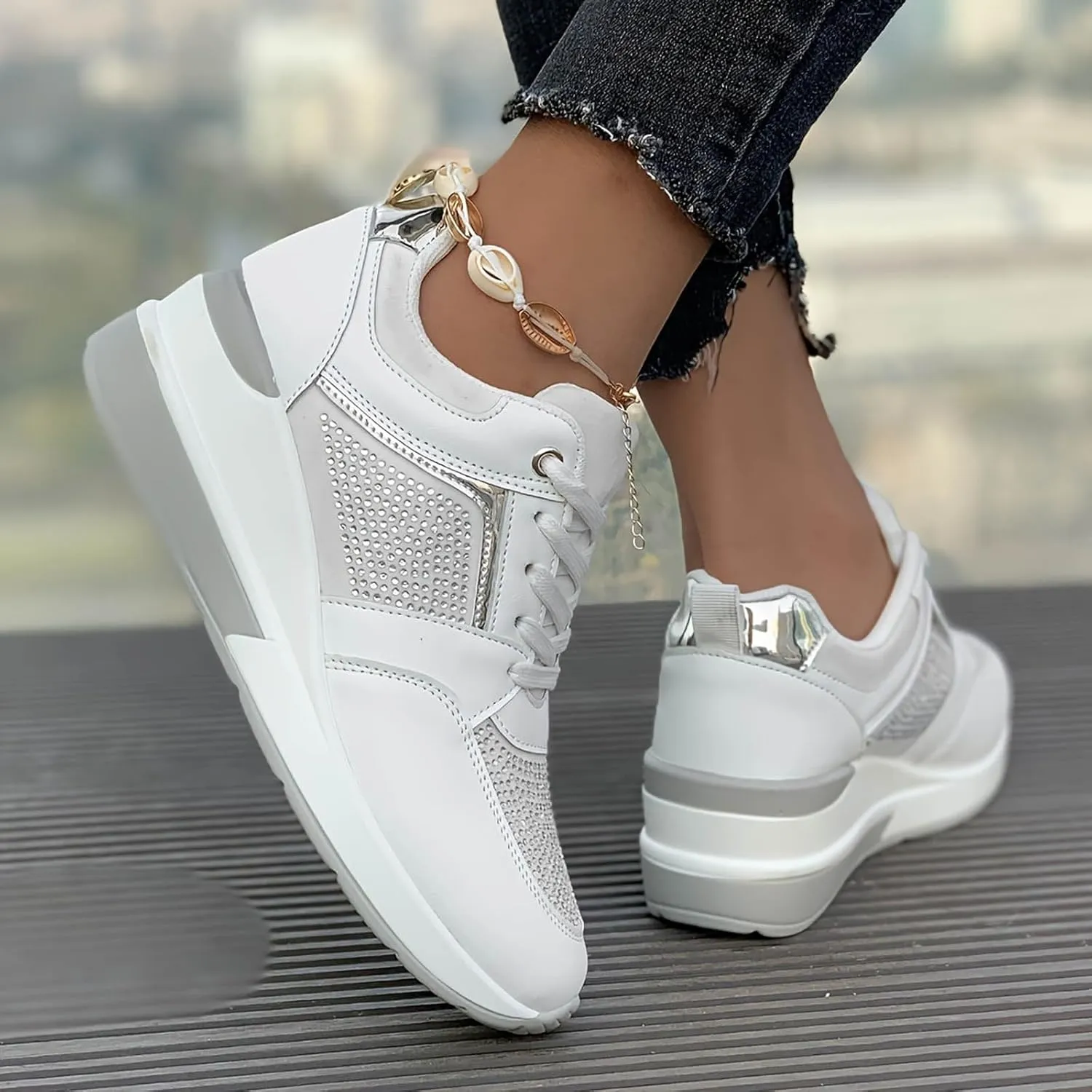 Lightweight Walking Tennis Shoes for Women Platform Thick Sole Classic Rubber Sole Shoes Versatile Dress Shoe