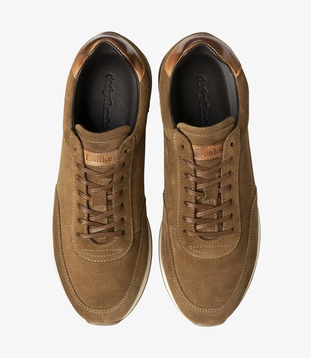LOAKE BANNISTER TAN SUEDE TRAINER RUBBER SOLE F-MEDIUM