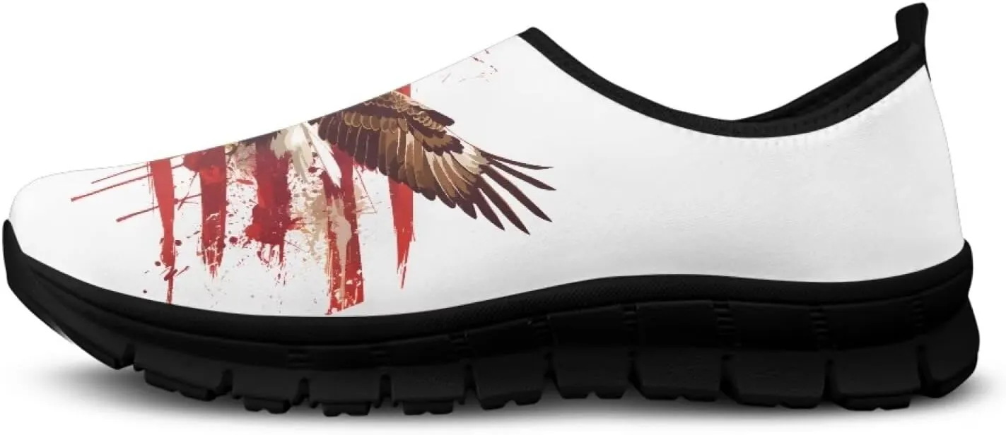 Low-Cut Flag Print Casual Shoes - Polyester Fabric, Non-Slip Walking Shoes Women's Tennis Shoes