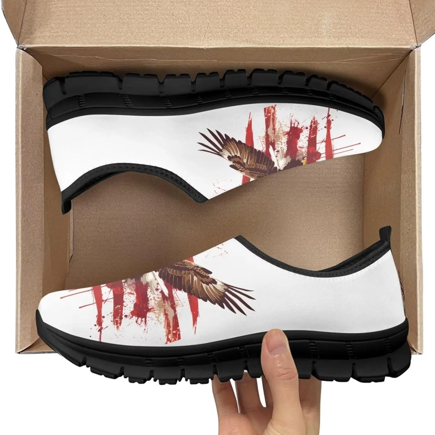 Low-Cut Flag Print Casual Shoes - Polyester Fabric, Non-Slip Walking Shoes Women's Tennis Shoes