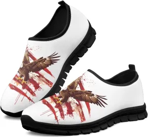 Low-Cut Flag Print Casual Shoes - Polyester Fabric, Non-Slip Walking Shoes Women's Tennis Shoes
