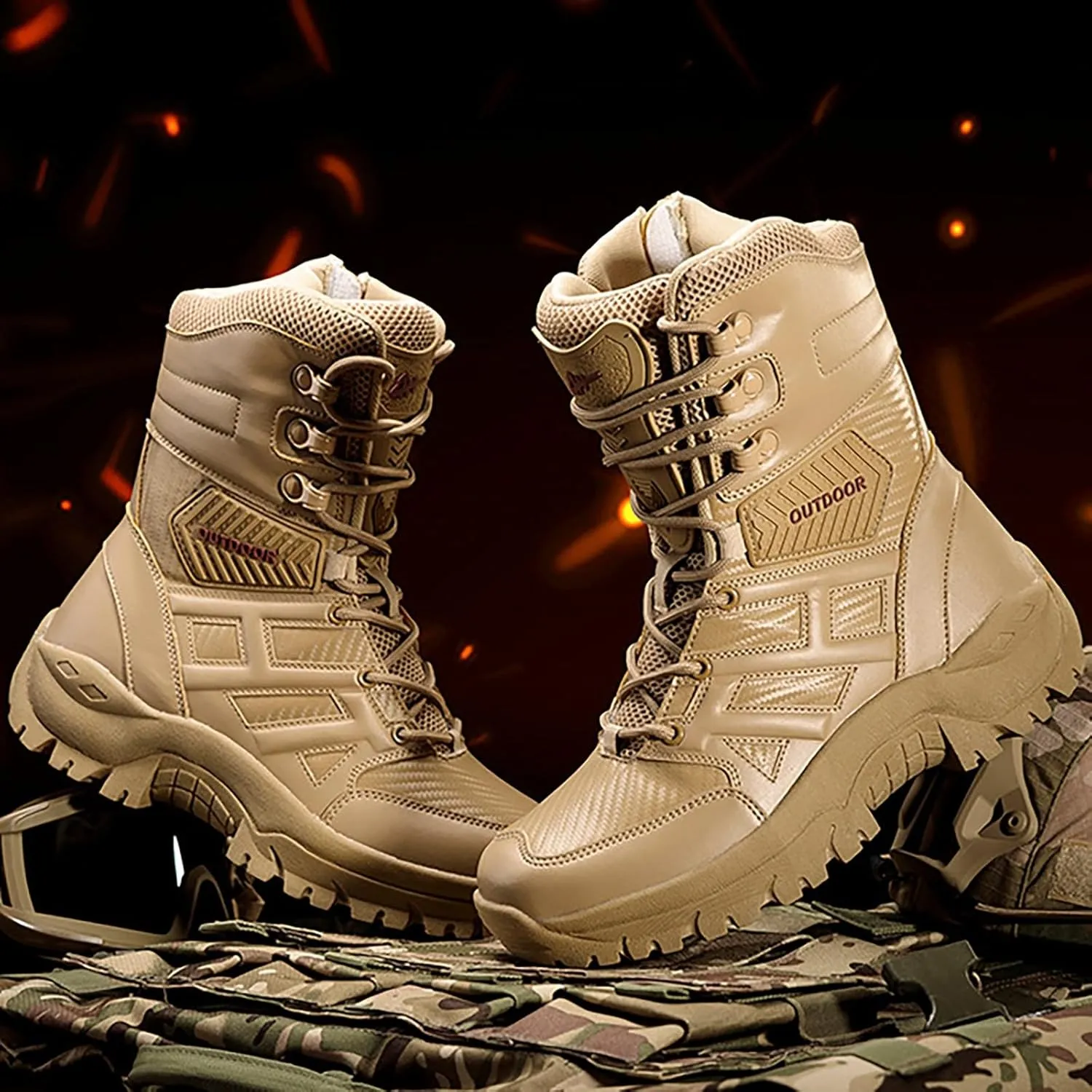 Men Lightweight Army Boots Waterproof Hiking Boots Military Boots Tactical Boots Combat Boots Breathable Police Patrol Boots