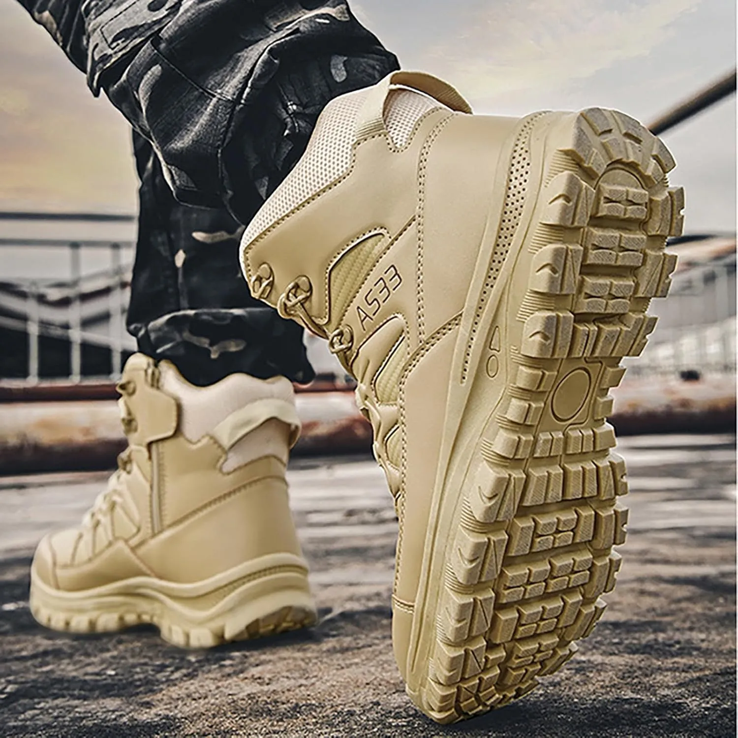 Men Lightweight Army Boots Waterproof Hiking Boots Military Boots Tactical Boots Combat Boots Breathable Police Patrol Boots