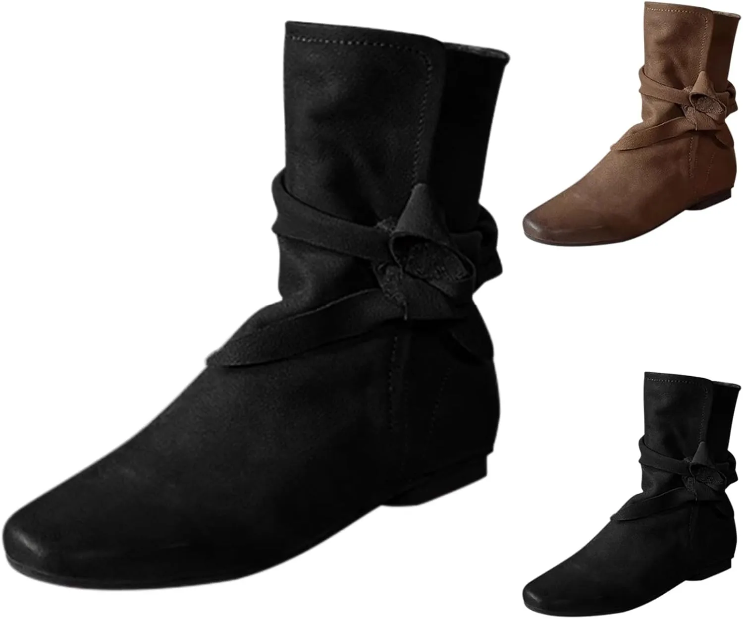 Mens Ankle Boots Woman Cowboy Boots Dancing Boots for Women Tall Leather Boots for Women Womens Ankle Boots with Heel Women's Black Suede Flat Ankle Boots