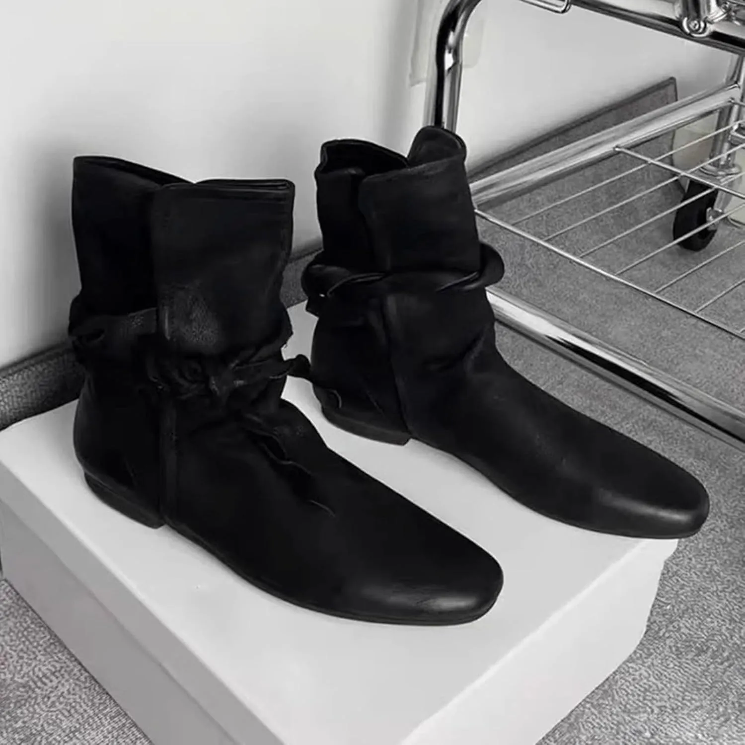 Mens Ankle Boots Woman Cowboy Boots Dancing Boots for Women Tall Leather Boots for Women Womens Ankle Boots with Heel Women's Black Suede Flat Ankle Boots