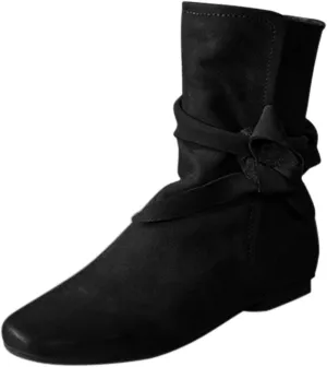 Mens Ankle Boots Woman Cowboy Boots Dancing Boots for Women Tall Leather Boots for Women Womens Ankle Boots with Heel Women's Black Suede Flat Ankle Boots