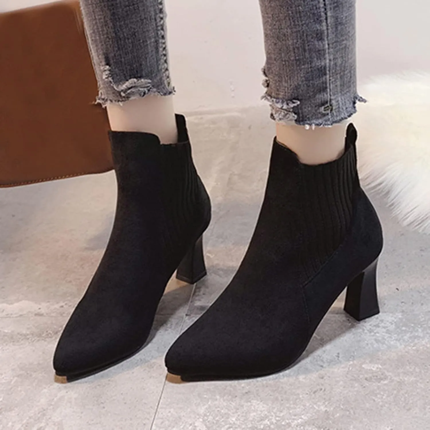Mens Ankle Boots Womens Boot Leather Booties Cute Black Womens Black Booties and Ankle Boots Boot for Sprained Ankle Right Foot Small