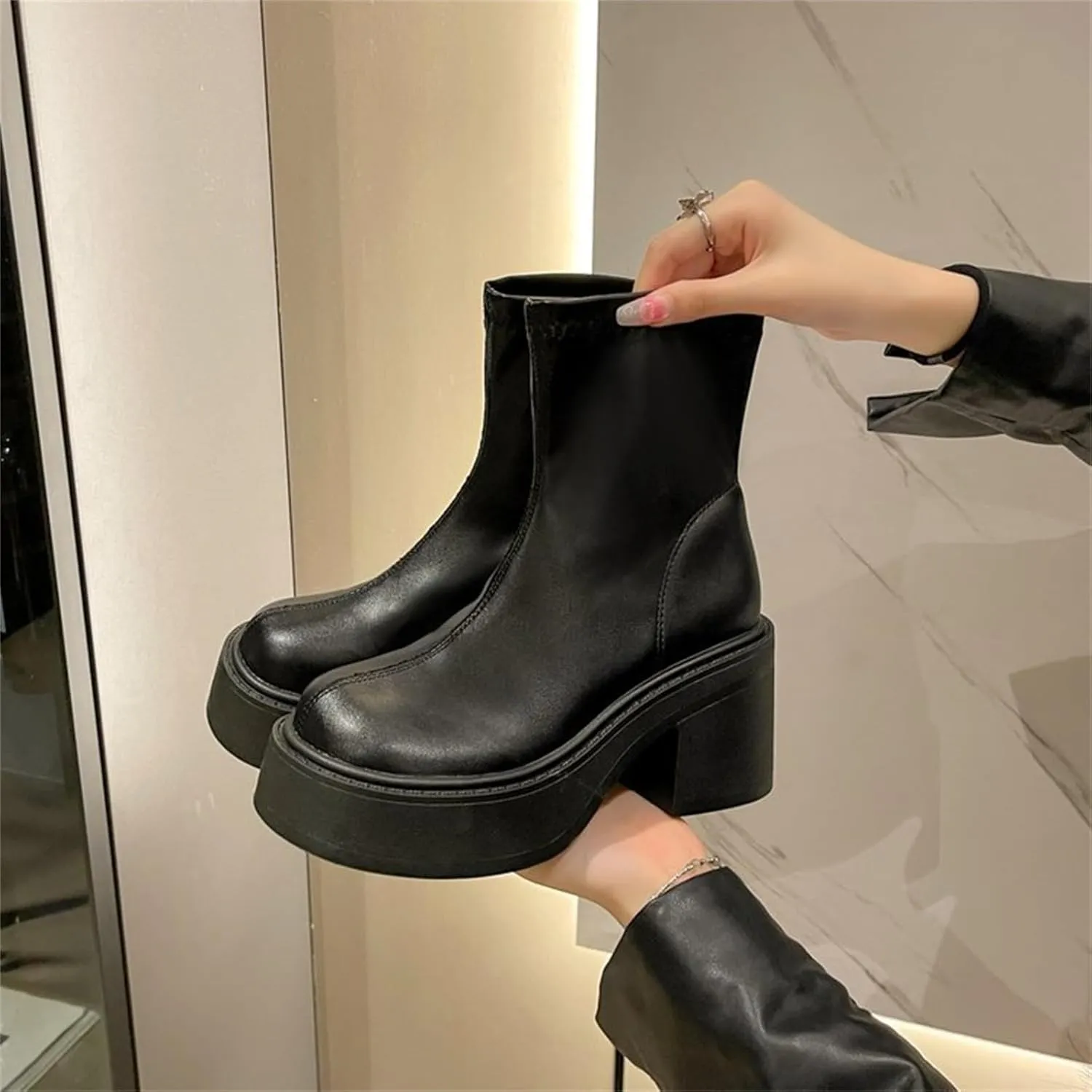 Mens Ankle Boots Womens Boot Leather Booties Cute Black Womens Black Booties and Ankle Boots Boot for Sprained Ankle Right Foot Small