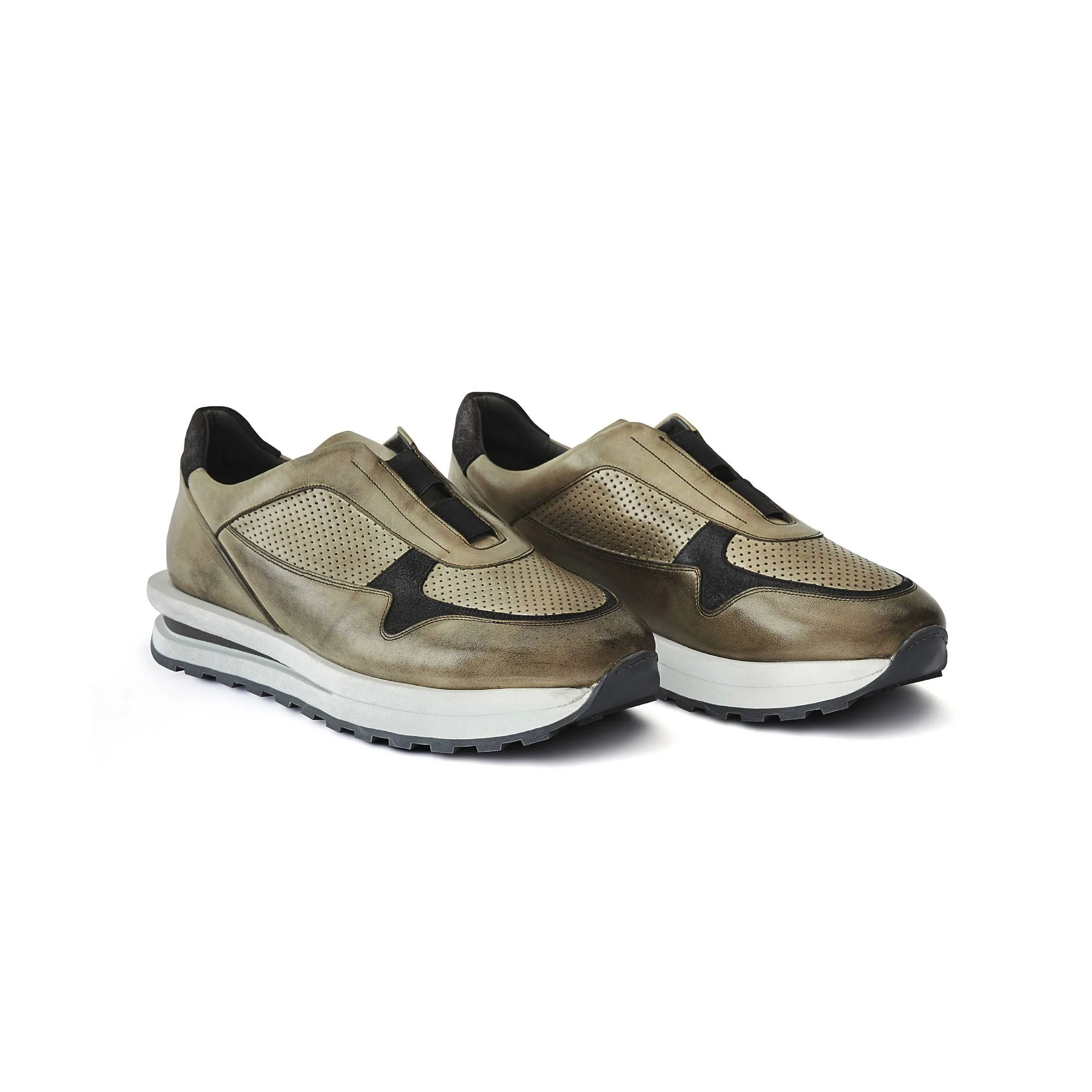 Men's Calf Leather Handmade Sneakers M8014