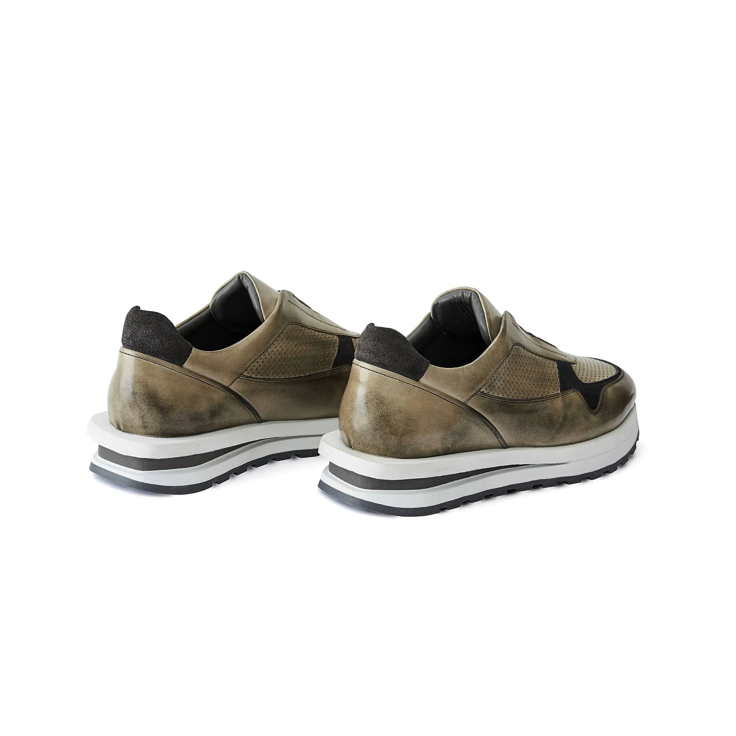 Men's Calf Leather Handmade Sneakers M8014