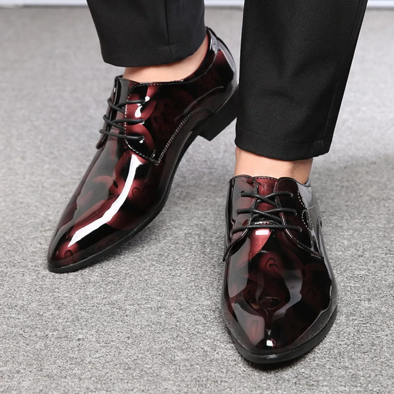 Mens Casual Leather Shoes Size 11 Classical Style Shoes For Men Slip On PU Leather Low Rubber Sole Block Heel Work Designer Leather Shoes for Men
