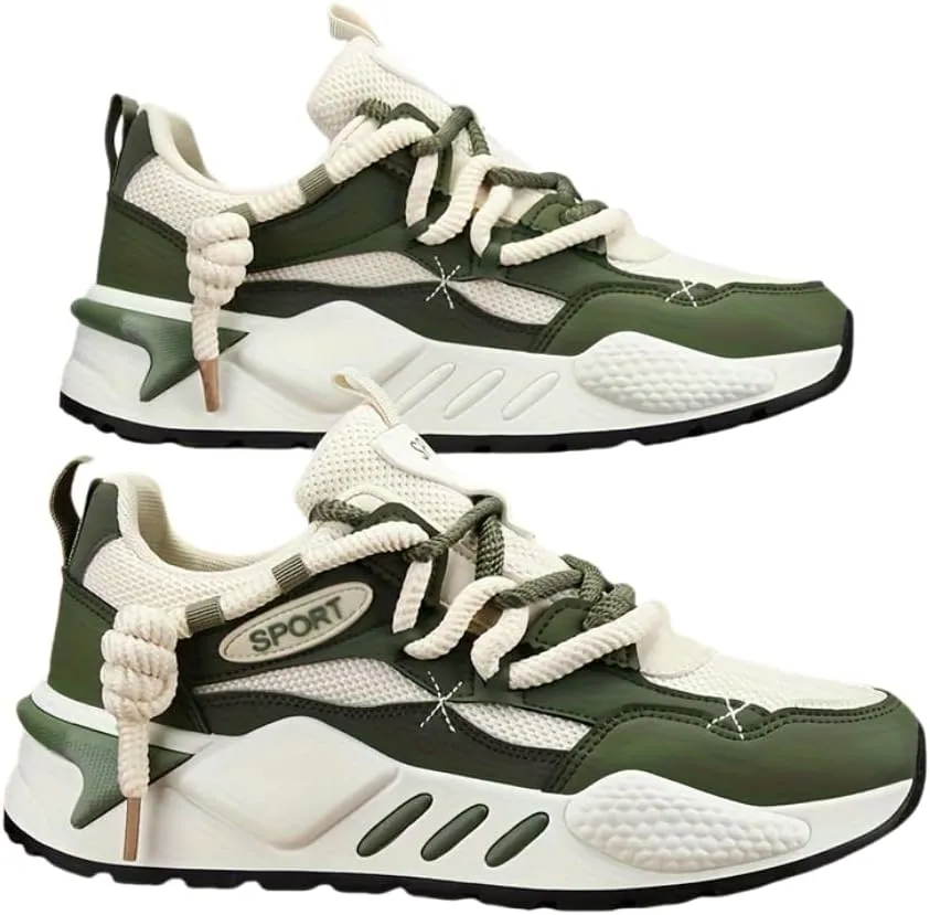 Men's Casual Sneakers - Breathable, Non-Slip Rubber Sole, Lace-Up Shoes for Running & Casual Attire