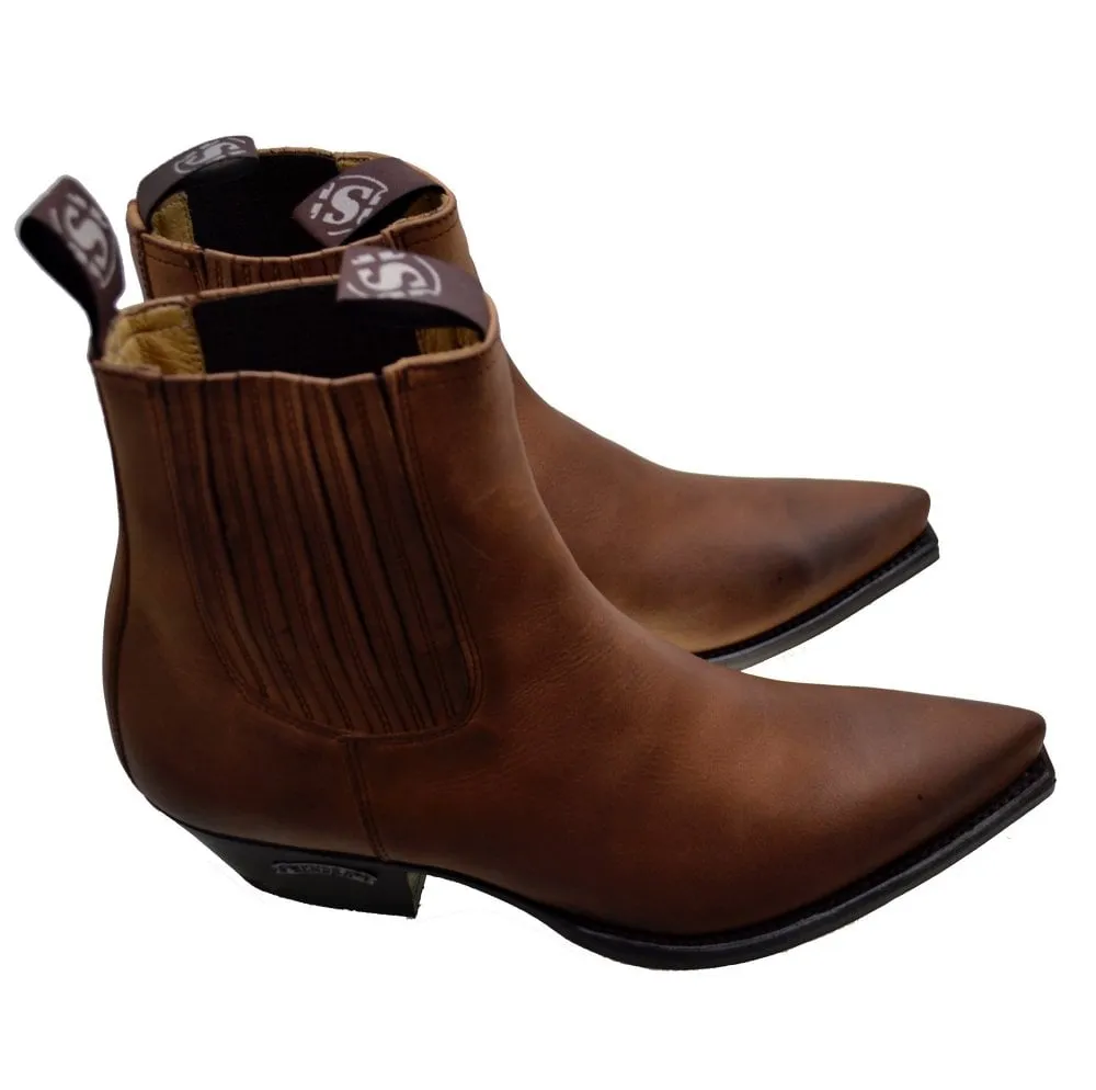 Men's Cowboy Boots Sendra 1692 Brown Leather Cuban Heel