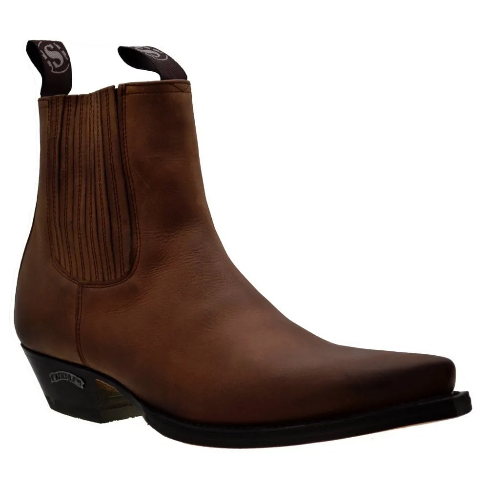 Men's Cowboy Boots Sendra 1692 Brown Leather Cuban Heel