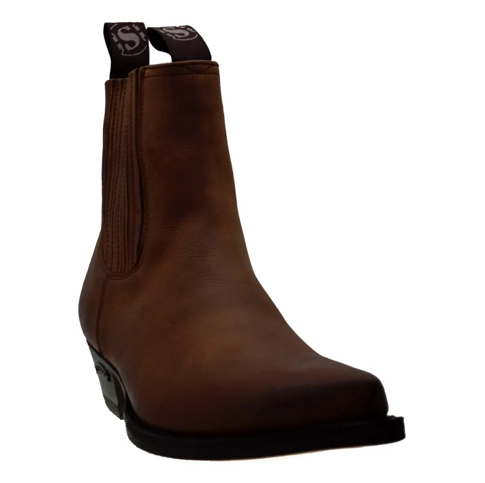 Men's Cowboy Boots Sendra 1692 Brown Leather Cuban Heel