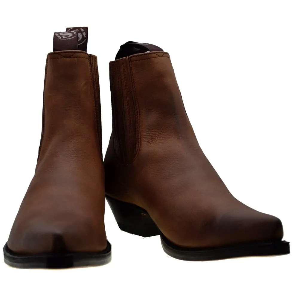Men's Cowboy Boots Sendra 1692 Brown Leather Cuban Heel