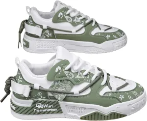 Men's Fashion Street - Style Colorblock Skateboard Shoes - Comfortable Non - Slip Lace - ups, Ideal for Casual Outdoor Walking in Spring & Summer