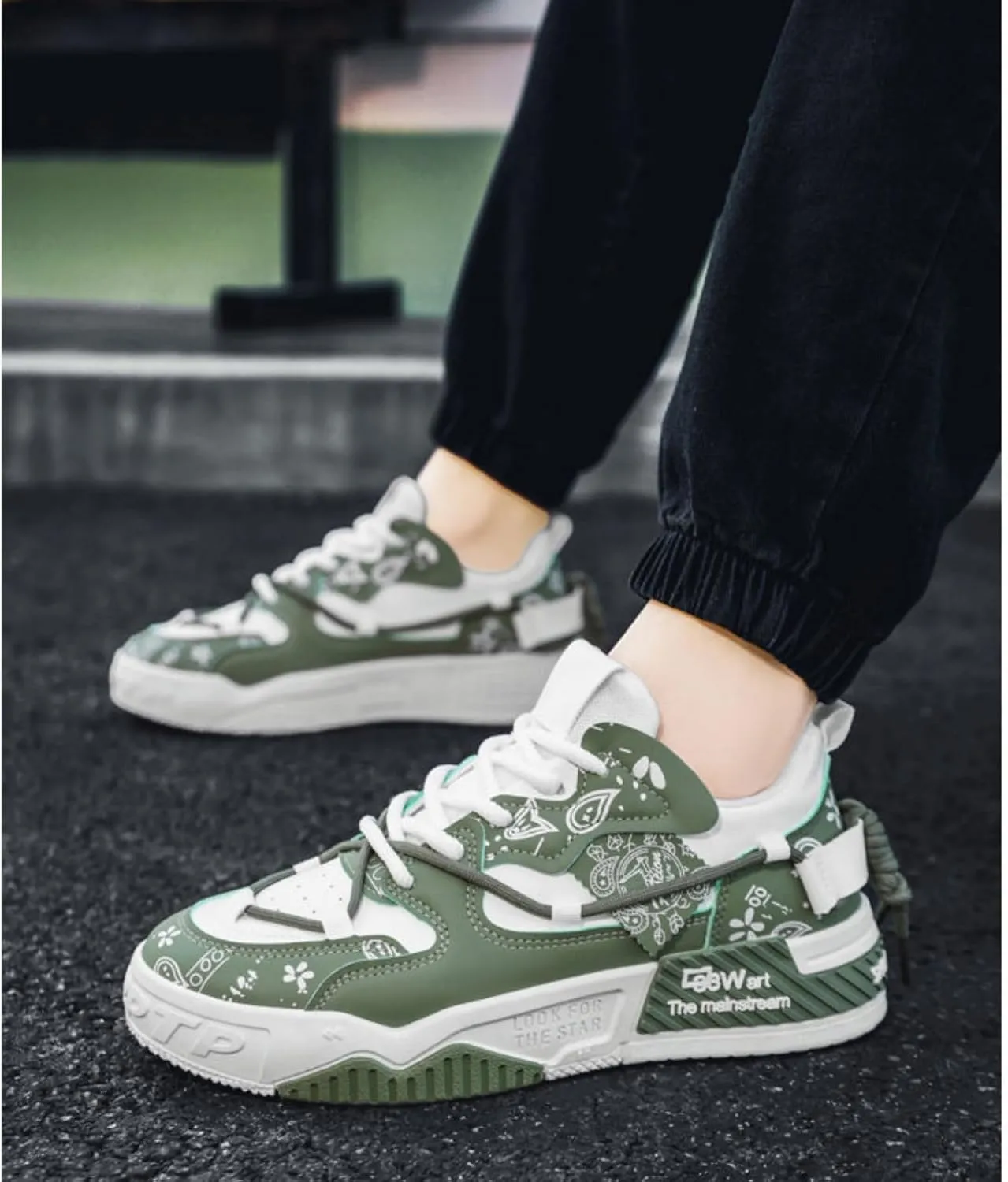 Men's Fashion Street - Style Colorblock Skateboard Shoes - Comfortable Non - Slip Lace - ups, Ideal for Casual Outdoor Walking in Spring & Summer