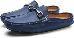 Mens Handmade Leather Mules Clog Slippers Breathable Leather Slip on Shoes Casual Loafers