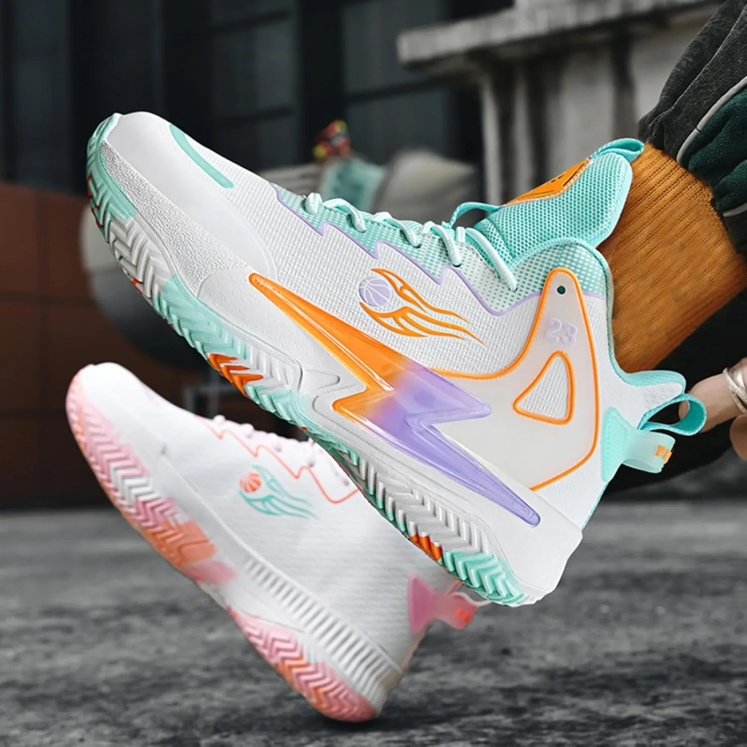 Mens High-Top Fashion Lace Up Mesh Cloth Basketball Shoes Non Slip Breathable Comfortable Training Athletic Sneakers for Workout Running Training