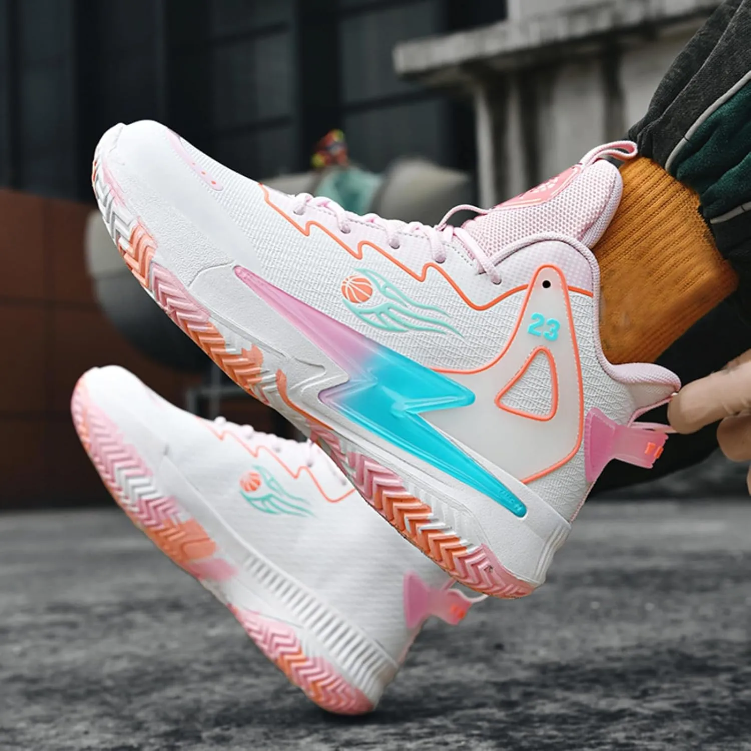 Mens High-Top Fashion Lace Up Mesh Cloth Basketball Shoes Non Slip Breathable Comfortable Training Athletic Sneakers for Workout Running Training