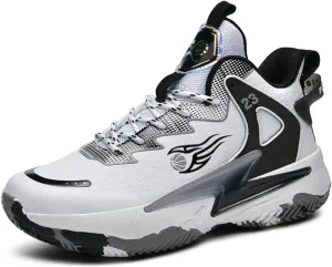 Mens High-Top Fashion Lace Up Mesh Cloth Basketball Shoes Non Slip Breathable Comfortable Training Athletic Sneakers for Workout Running Training