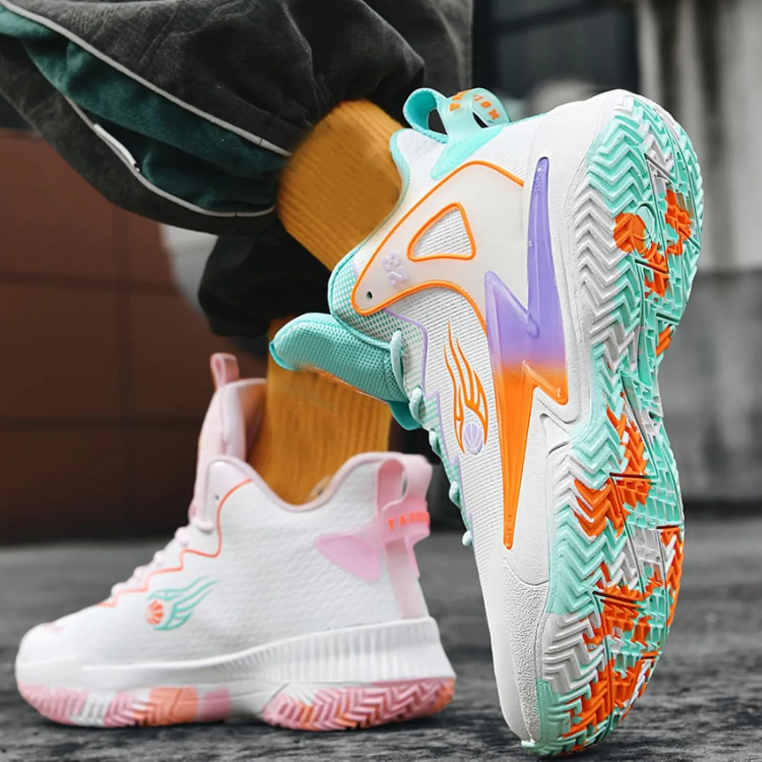 Mens High-Top Fashion Lace Up Mesh Cloth Basketball Shoes Non Slip Breathable Comfortable Training Athletic Sneakers for Workout Running Training
