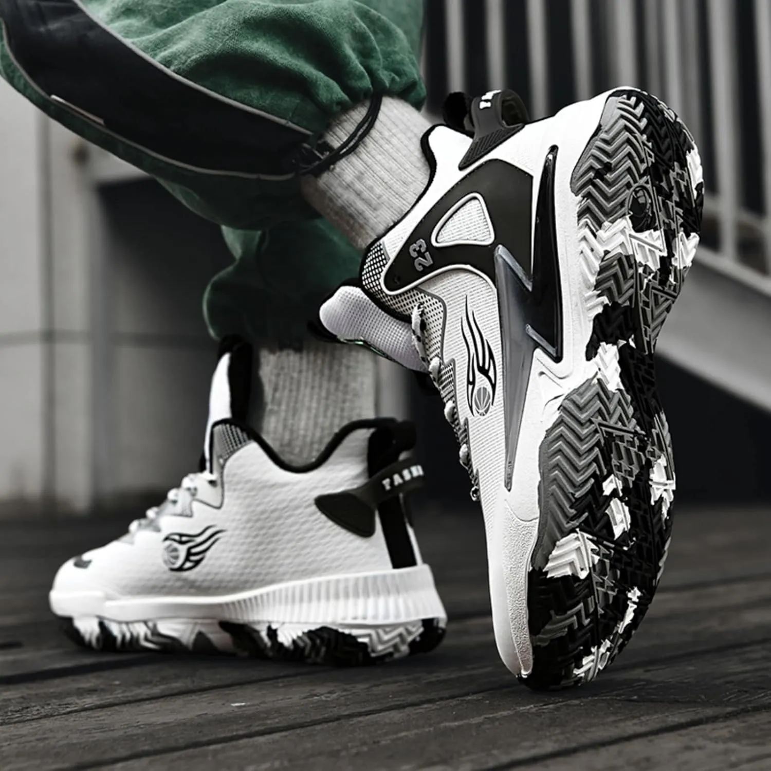 Mens High-Top Fashion Lace Up Mesh Cloth Basketball Shoes Non Slip Breathable Comfortable Training Athletic Sneakers for Workout Running Training