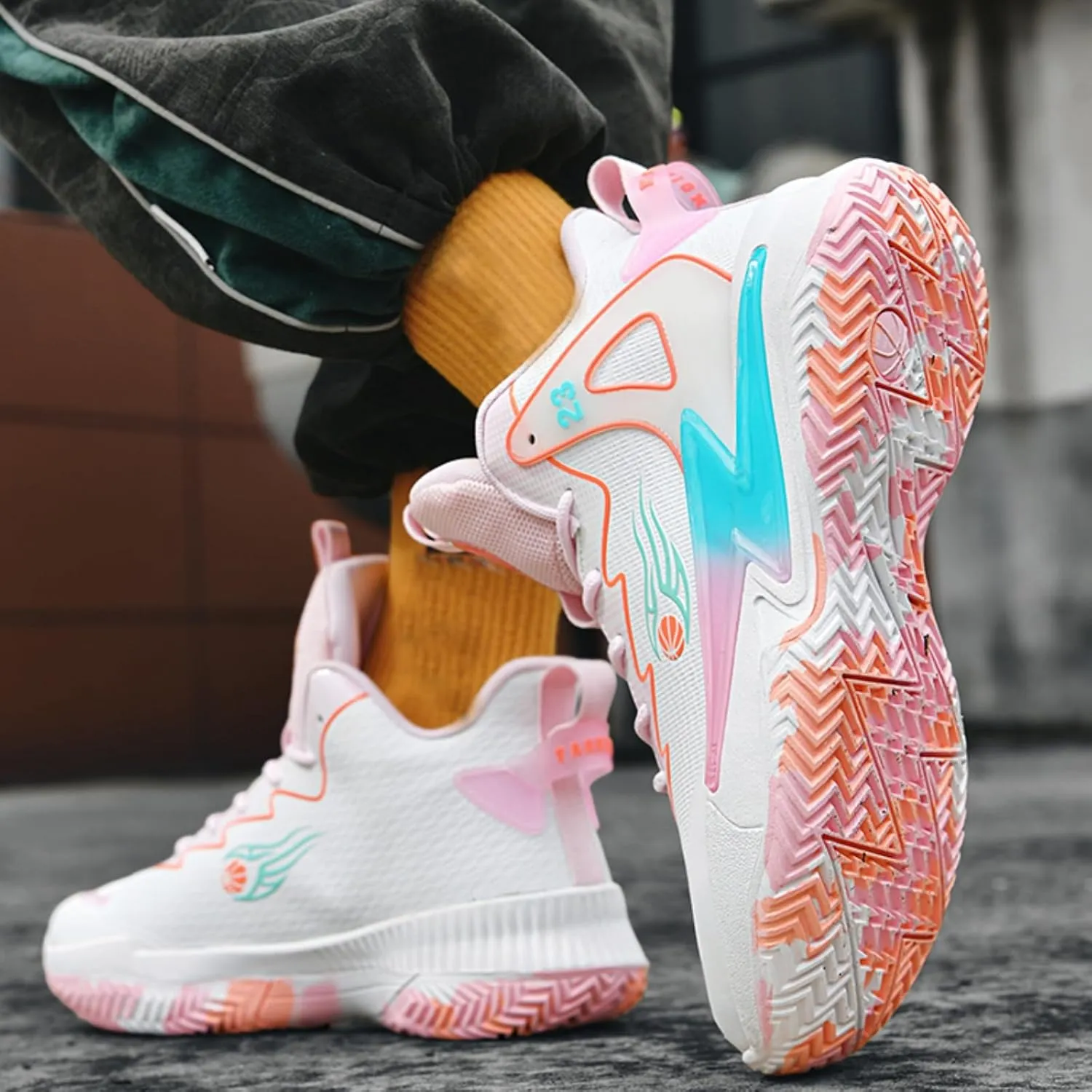 Mens High-Top Fashion Lace Up Mesh Cloth Basketball Shoes Non Slip Breathable Comfortable Training Athletic Sneakers for Workout Running Training