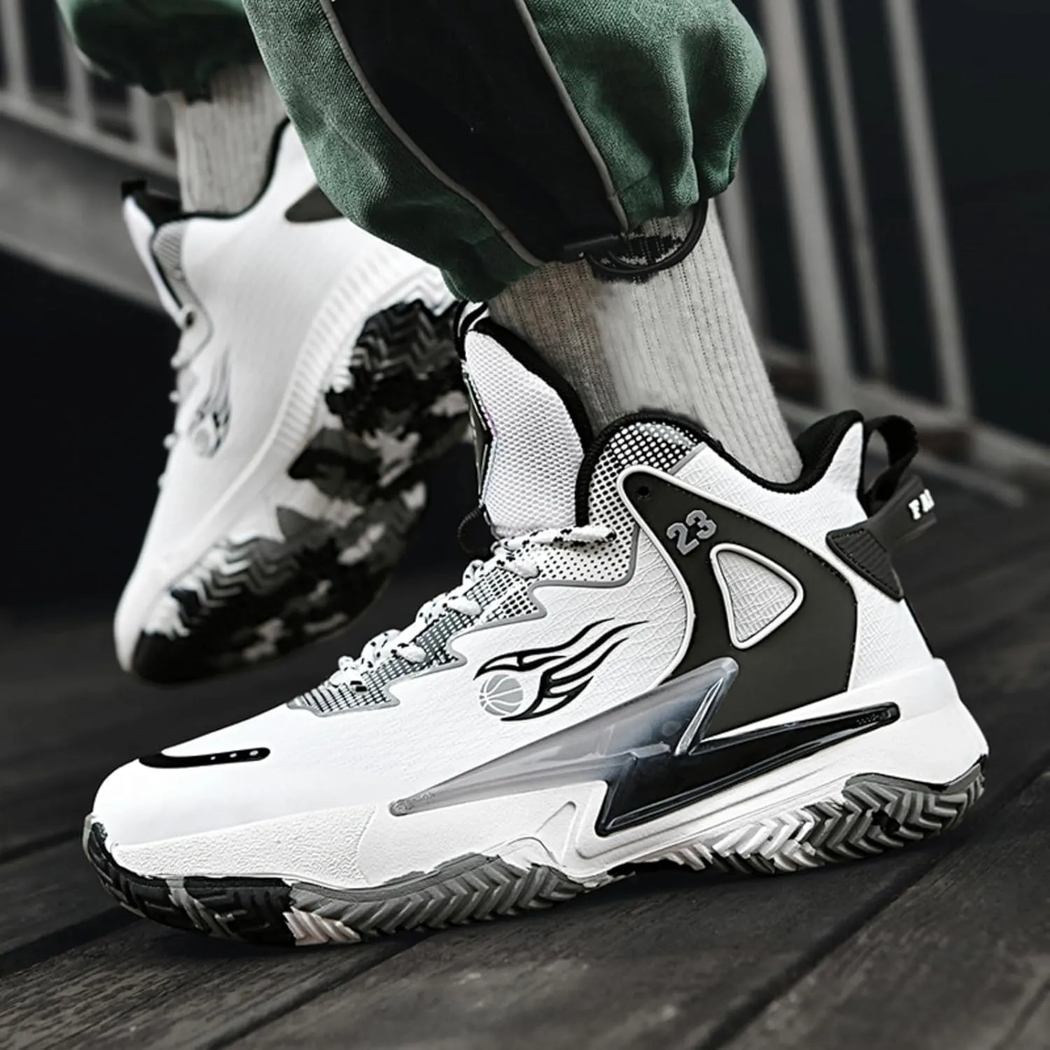 Mens High-Top Fashion Lace Up Mesh Cloth Basketball Shoes Non Slip Breathable Comfortable Training Athletic Sneakers for Workout Running Training