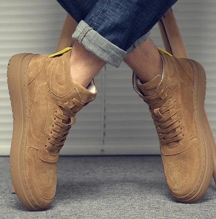 Men's High-top Leather Fashion High Top Skate Walking Shoes Road Running Skateboarding Sneakers All Seasons/Winter Warmth