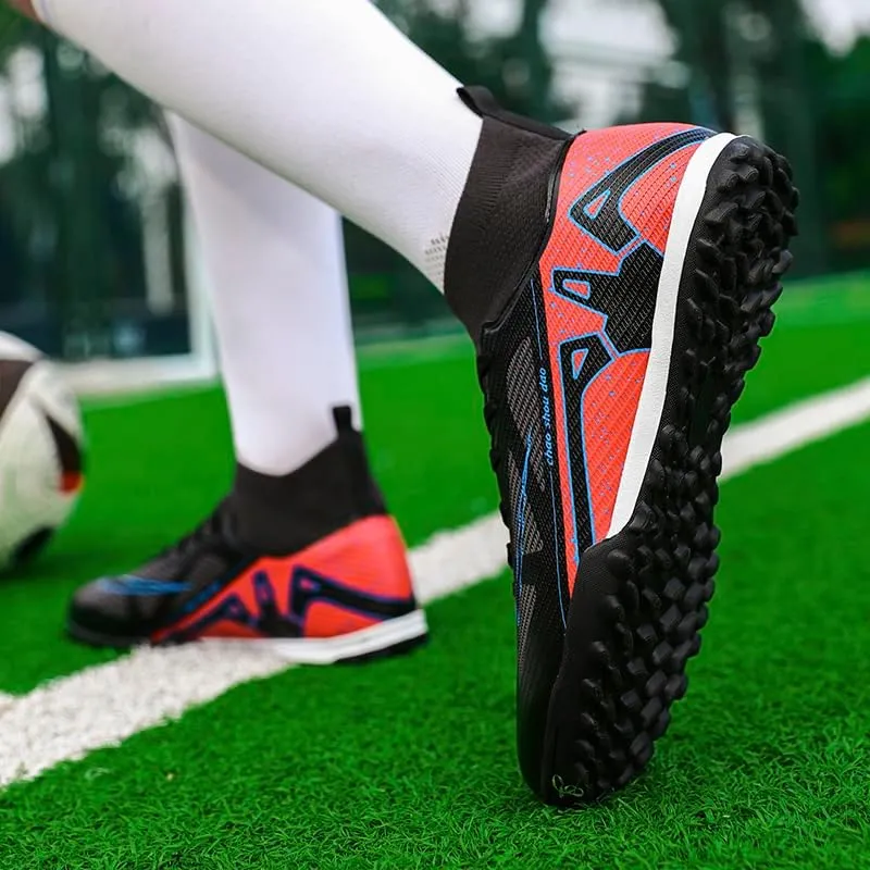 Men's High Top Soccer Shoes AG Long Spikes Men's and Women's High-Top Students Game Sports Training Soccer Cleats Shoes