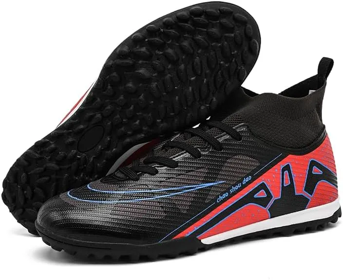 Men's High Top Soccer Shoes AG Long Spikes Men's and Women's High-Top Students Game Sports Training Soccer Cleats Shoes