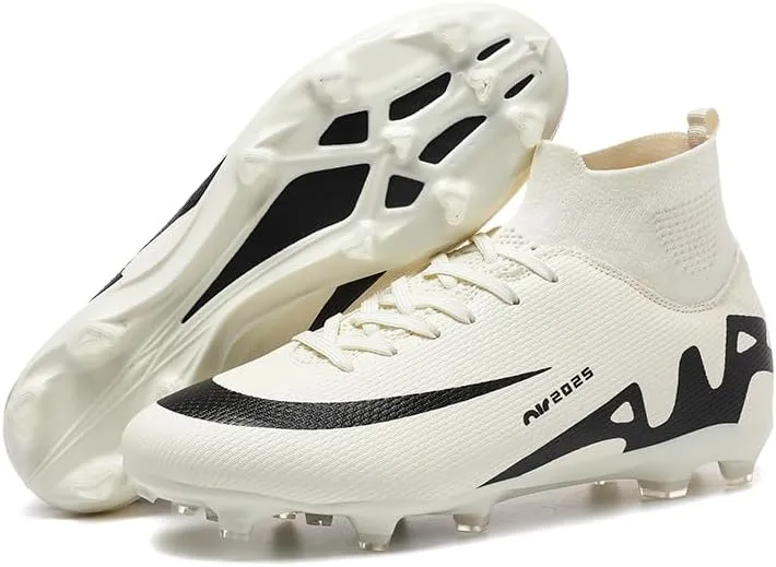 Men's High Top Soccer Shoes AG Long Spikes Men's and Women's High-Top Students Game Sports Training Soccer Cleats Shoes