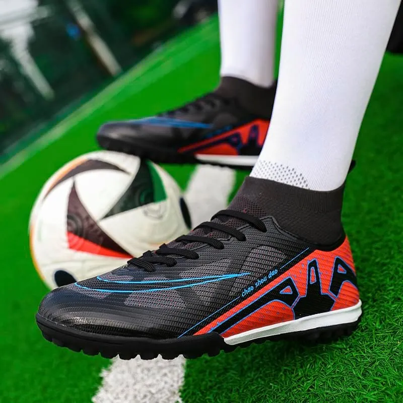 Men's High Top Soccer Shoes AG Long Spikes Men's and Women's High-Top Students Game Sports Training Soccer Cleats Shoes