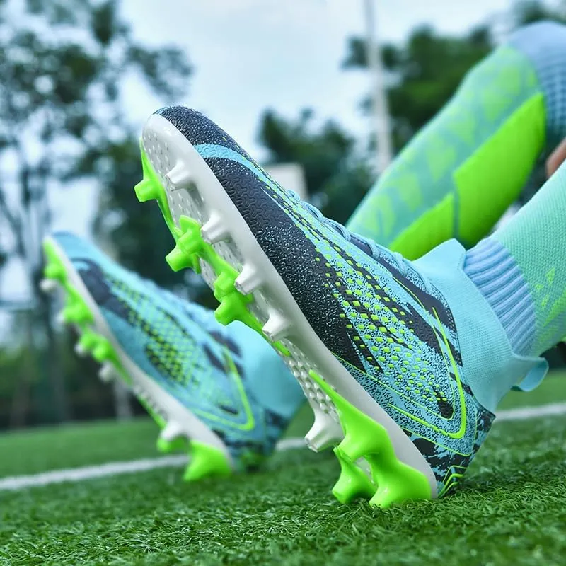 Men's High Top Soccer Shoes, alongside Men's and Women's High-Top Students Game and Sports Training Soccer Cleats Shoes