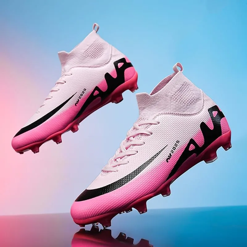 Men's High Top Soccer Shoes, alongside Men's and Women's High-Top Students Game and Sports Training Soccer Cleats Shoes
