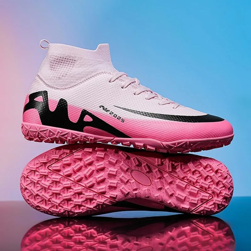 Men's High Top Soccer Shoes, alongside Men's and Women's High-Top Students Game and Sports Training Soccer Cleats Shoes