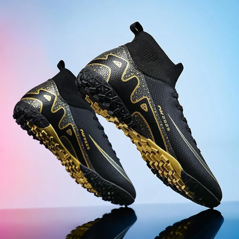 Men's High Top Soccer Shoes, alongside Men's and Women's High-Top Students Game and Sports Training Soccer Cleats Shoes