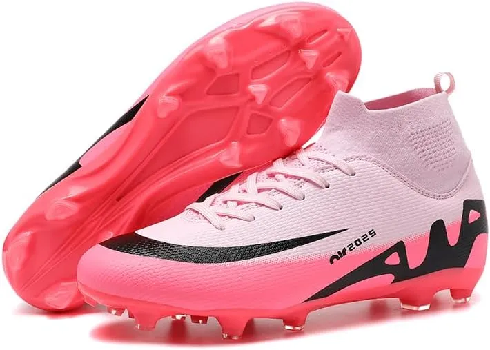 Men's High Top Soccer Shoes, alongside Men's and Women's High-Top Students Game and Sports Training Soccer Cleats Shoes