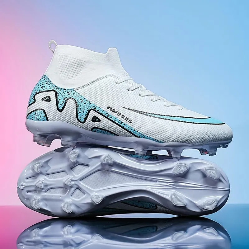 Men's High Top Soccer Shoes, alongside Men's and Women's High-Top Students Game and Sports Training Soccer Cleats Shoes